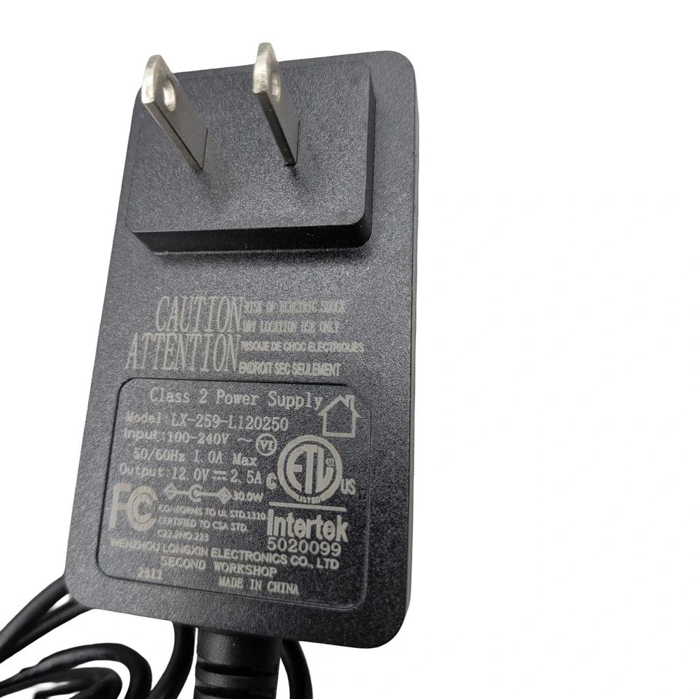 LX-259-L120250 AC DC Adapter 12V 2.5A 30W Power Supply Charger Black